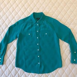 J CREW Blythe 100% Silk Button Down Blouse Size 0P